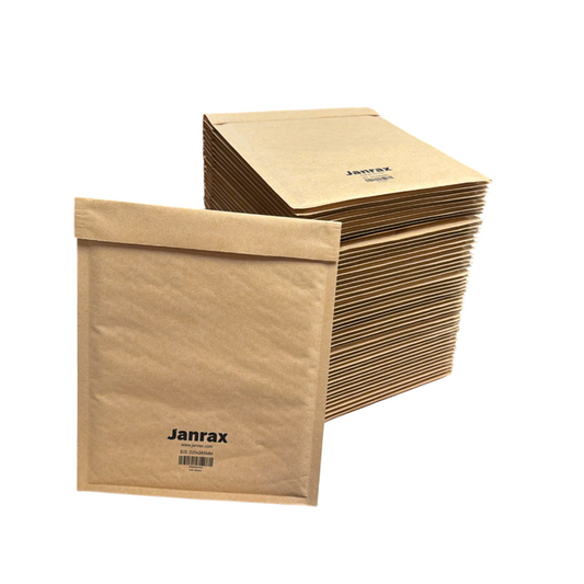Pack of 100 Bubble Lined Size 2/E Padded Brown Postal Envelopes by Janrax