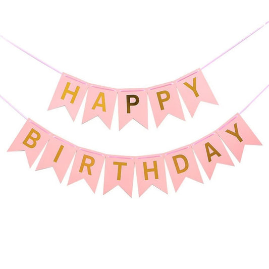 Peach Happy Birthday Party Banner