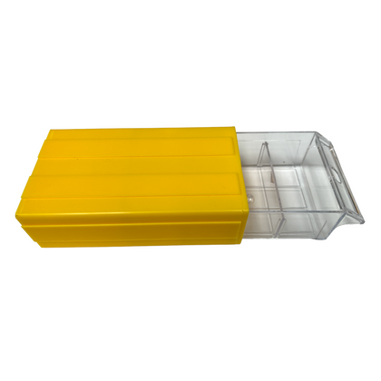 Yellow Stackable Plastic Storage Drawers L180xW93xH50mm with Removable Compartments