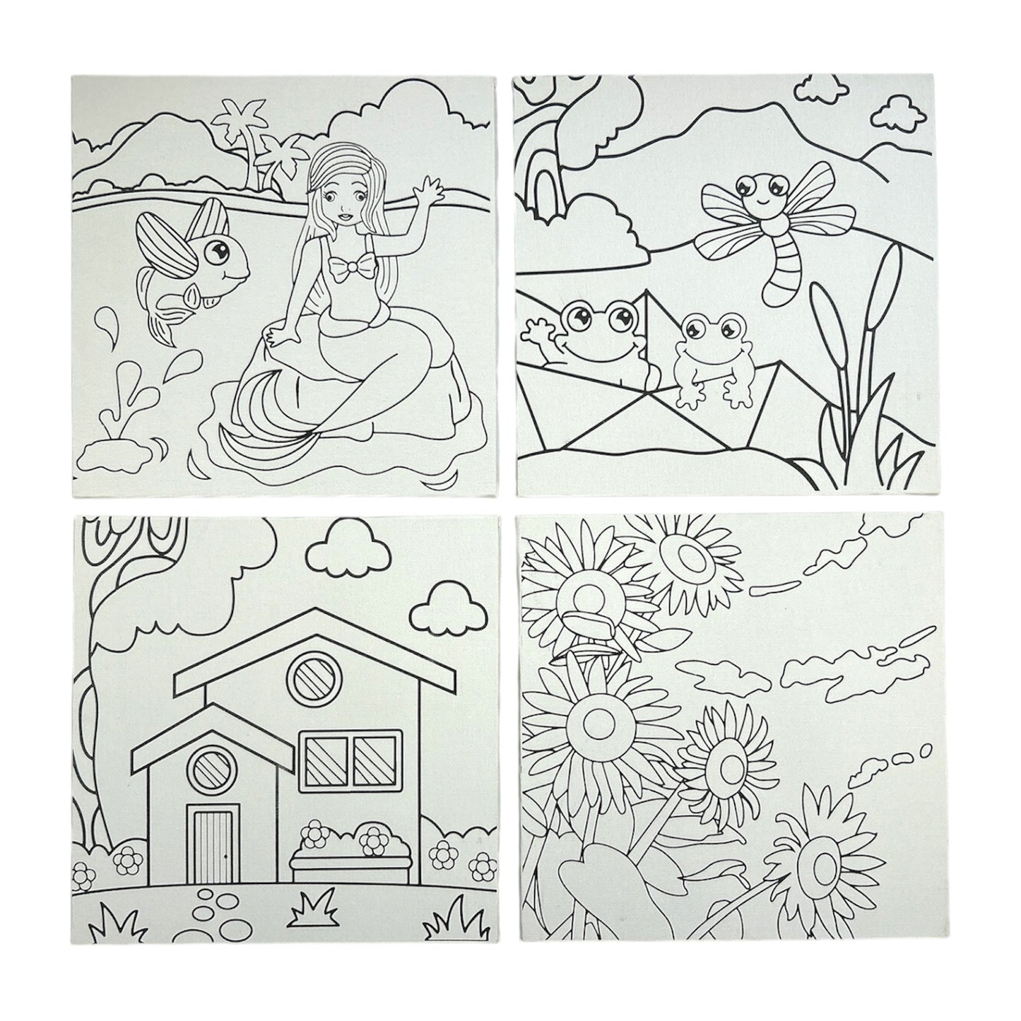20 x 20cm Pre Drawn Outline Canvas Paint For Kids