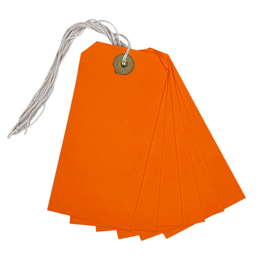 Pack of 50 Orange Strung Tags 120mm x 60mm