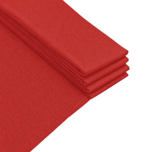 Pack of 10 Red Crepe Paper Sheets 50cm x 2m 17GSM 35% Stretch Craft Paper