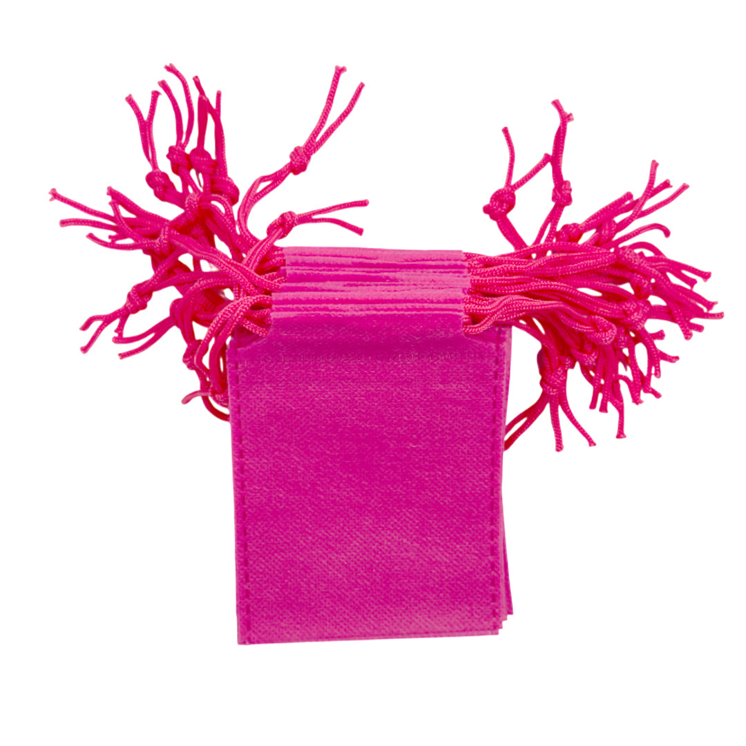 Pack of 25 Pink Coloured 12x9cm Non-Woven Drawstring Bags