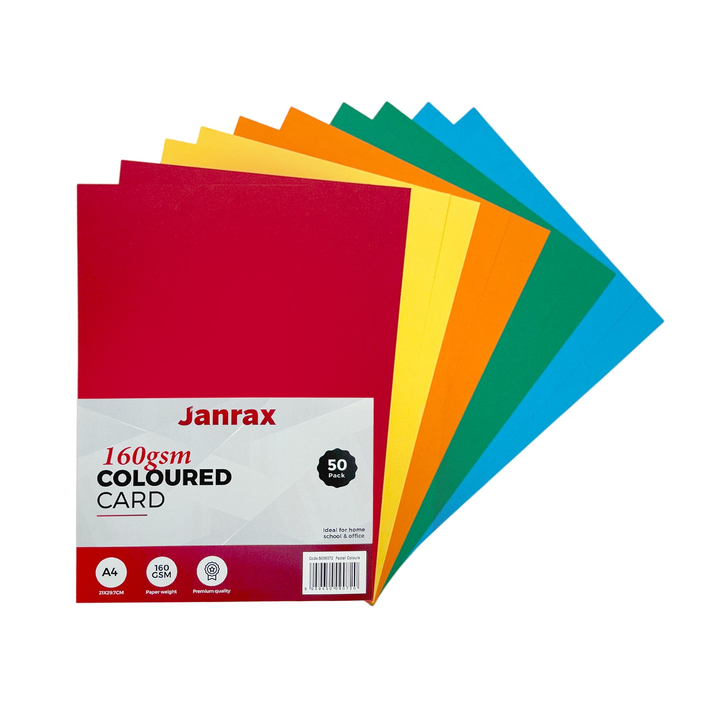 Pack of 2000 A4 Assorted Primary Coloured Card 160gsm Sheets
