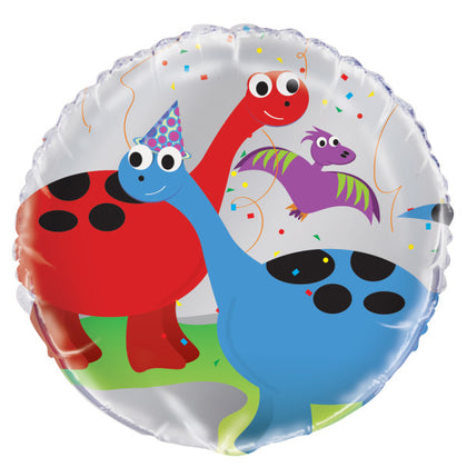 Party Dinosaur Round Foil Balloon 18