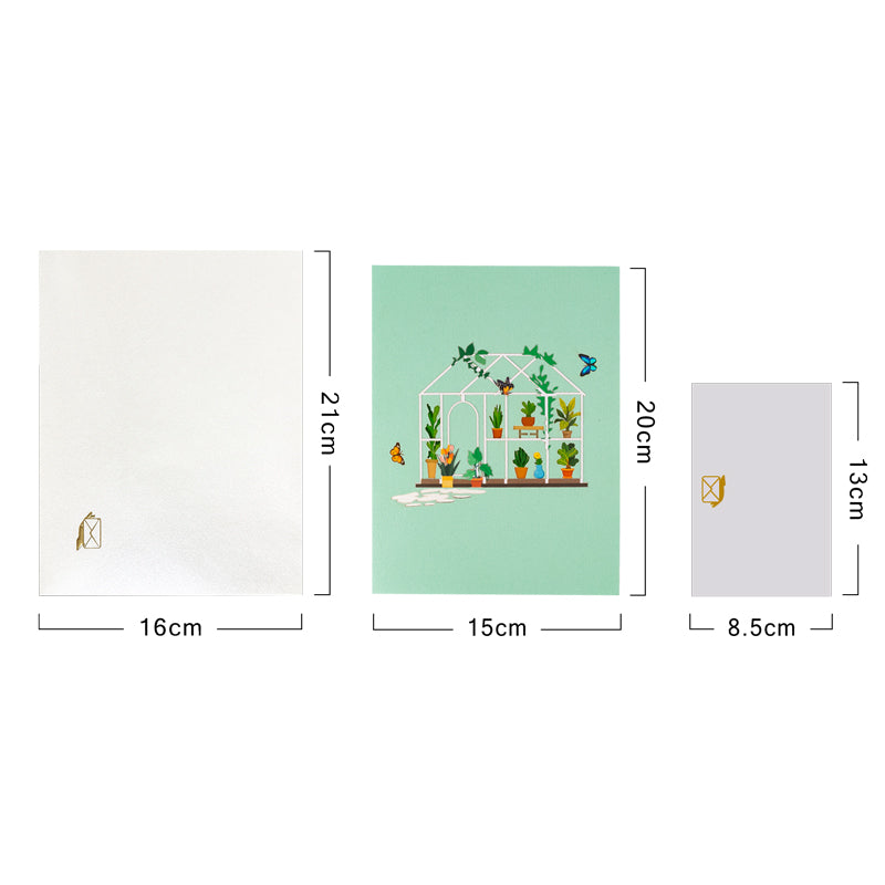 Blooming Haven Botanical 3D Greenhouse 3D Pop Up Greeting Card