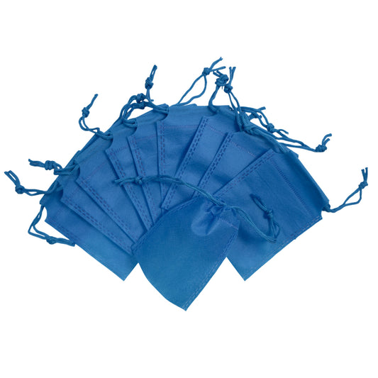 Pack of 100 Light Blue Coloured 12x9cm Non-Woven Drawstring Bags
