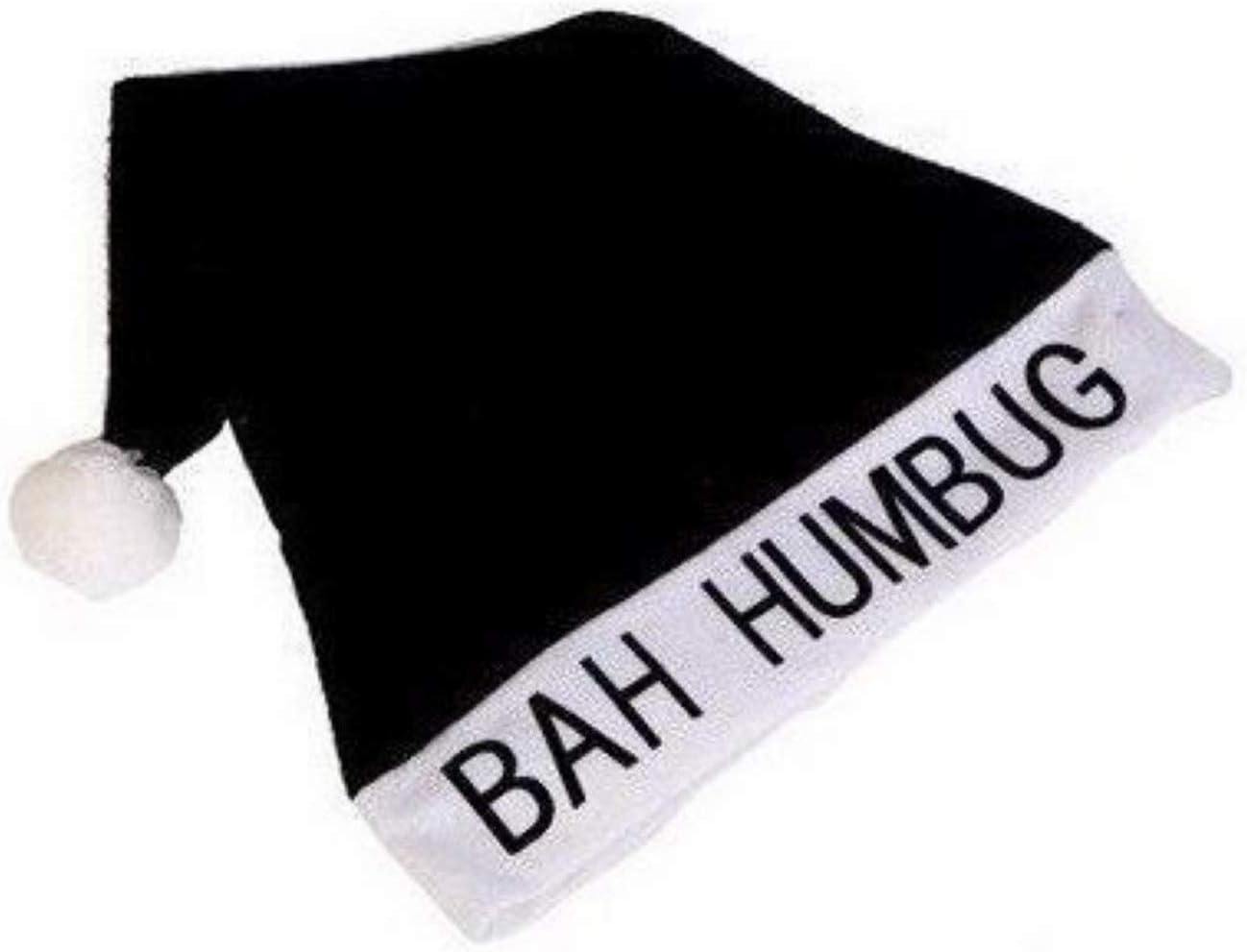 Bah Humbug Black Santa Christmas Hat With Pom Pom