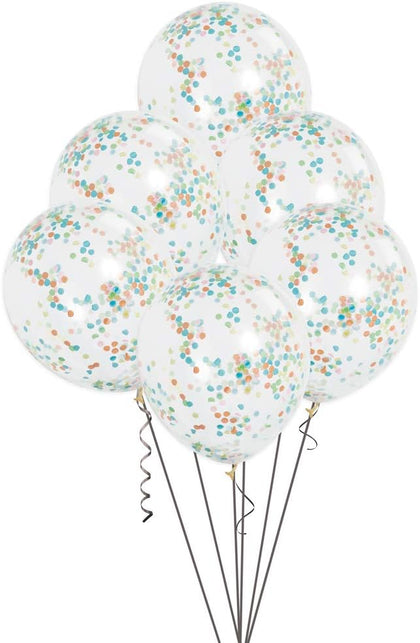 Pack of 6 Clear Latex Balloons with Multi-Colored Confetti 12