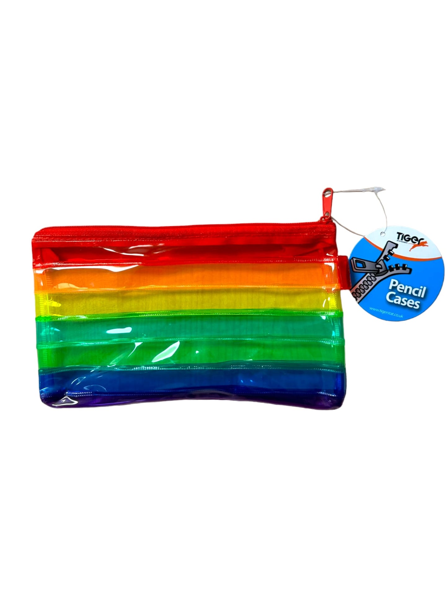 Pack of 12 Rainbow Coloured Flat 8x4" Pencil Case - Zippy Bag
