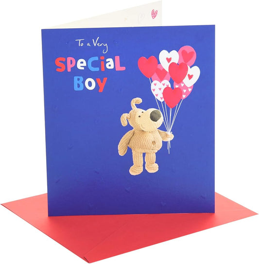 Boofle With Heart Balloons for Special Boy Valentine's Day Card