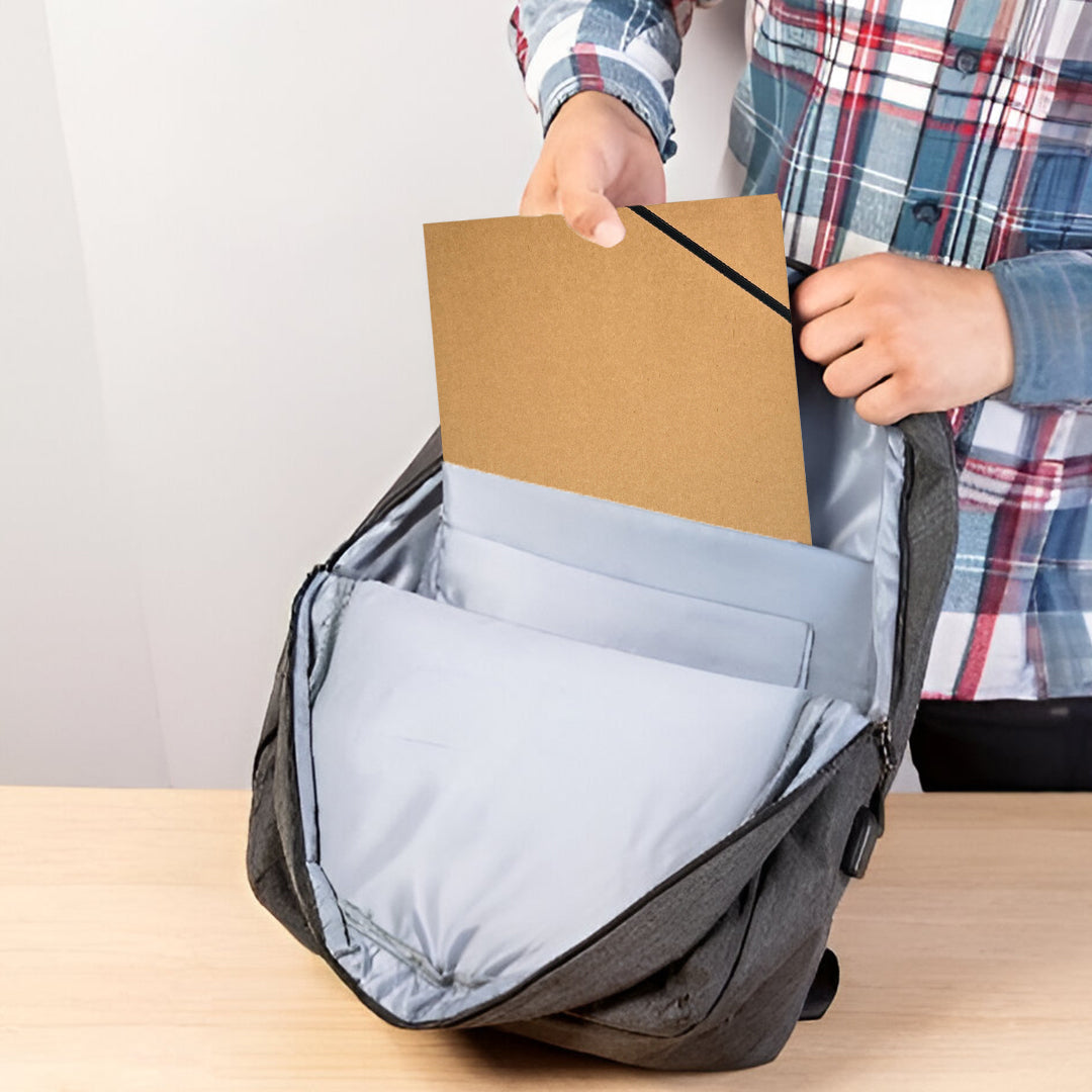 Pack of 12 A4 Kraft Card 3 Flap Folders With Elastic Closure