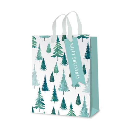 Pack of 12 Foil Finished Christmas Trees Design Medium Size Gift Bags