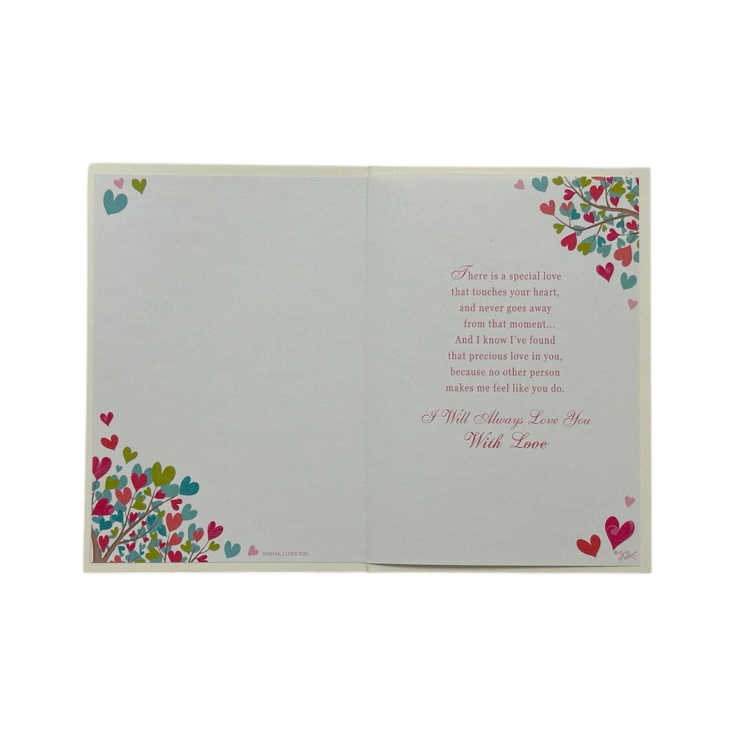 I Love You Multi Colour Hearts Tree Open Greeting Card