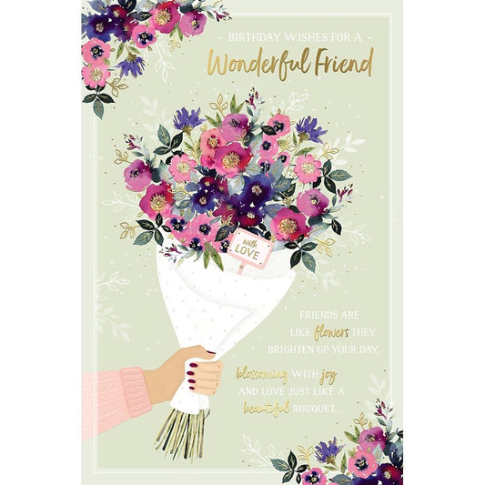 Purple Bouquet Special Friend Birthday Card