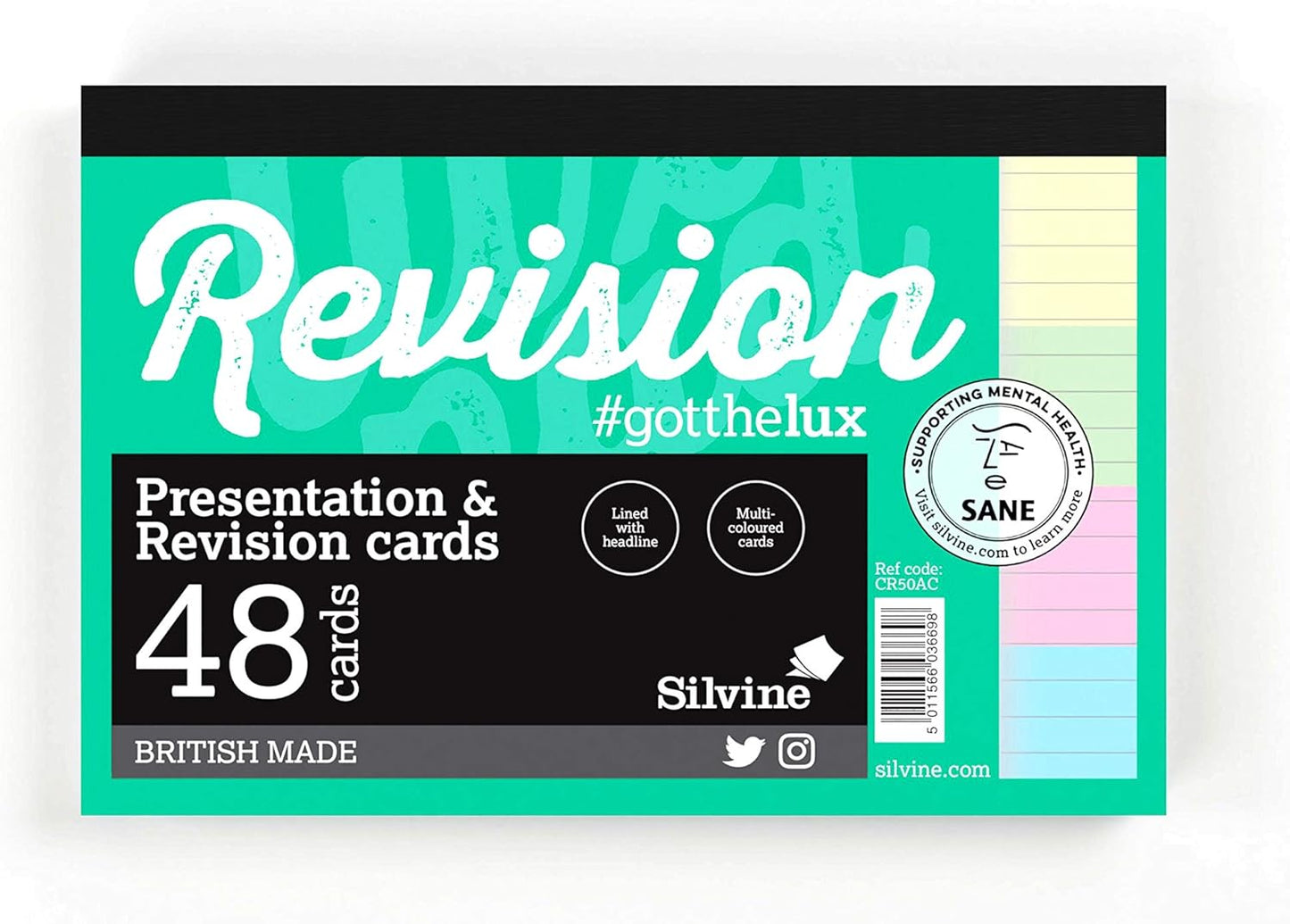 Pack of 48 Silvine Revision & Presentation Cards Ruled