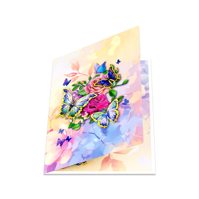 Flutter Bloom 3D Butterfly & Rose Pop Up Card