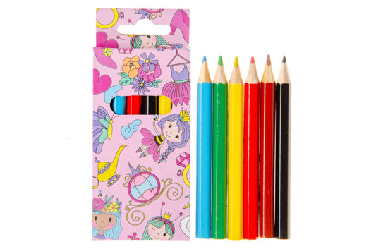 12 Pack of 6 Pieces Princess Colored Pencils 9cm