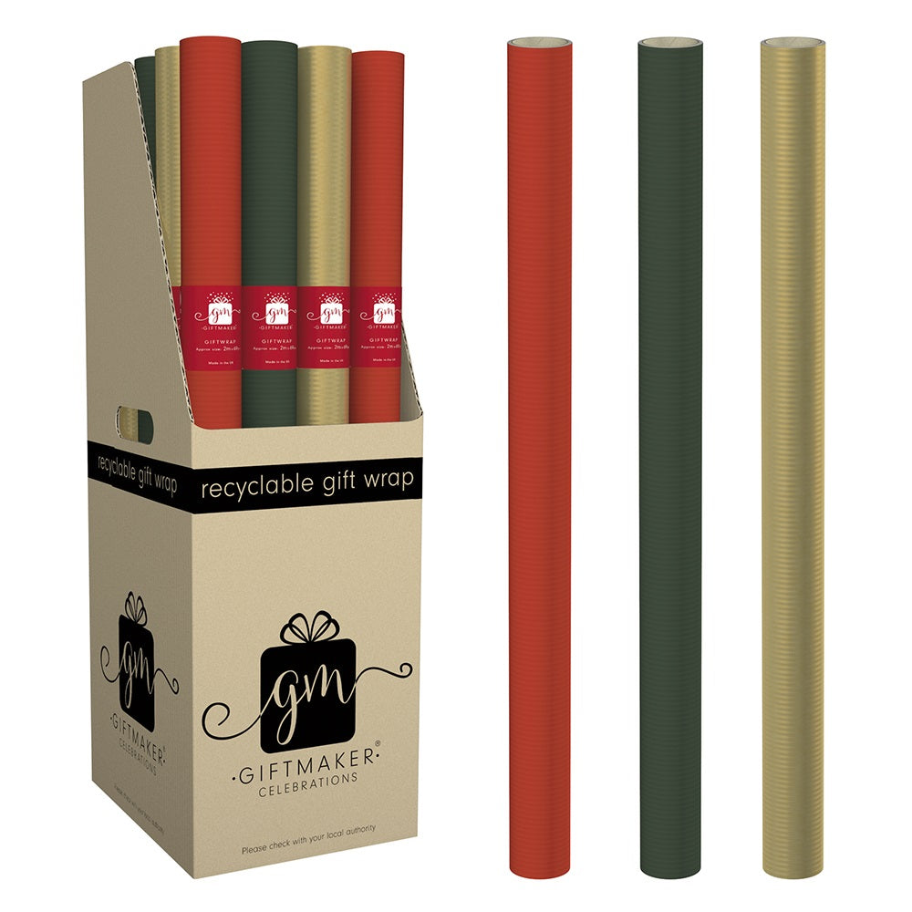 Single Ribbed Kraft Wrapping Paper Roll 2m x 69cm