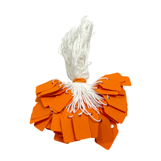 Pack of 1200 Small Orange Strung Tags 13 x 20mm