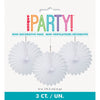 Pack of 3 White Solid 6" Tissue Paper Fans