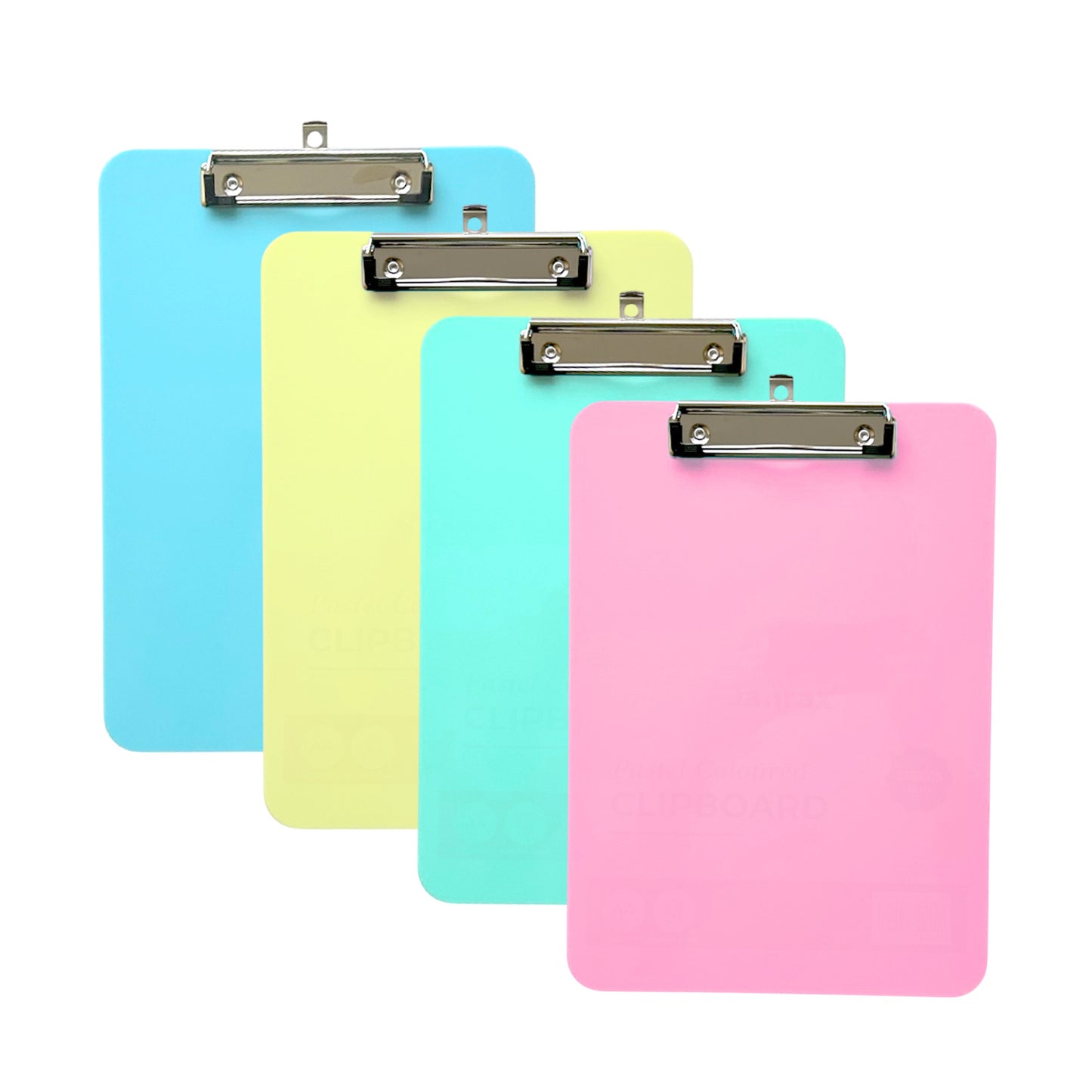 A4 Pastel Pink Plastic Clipboard with Metal Clip and Round Corner