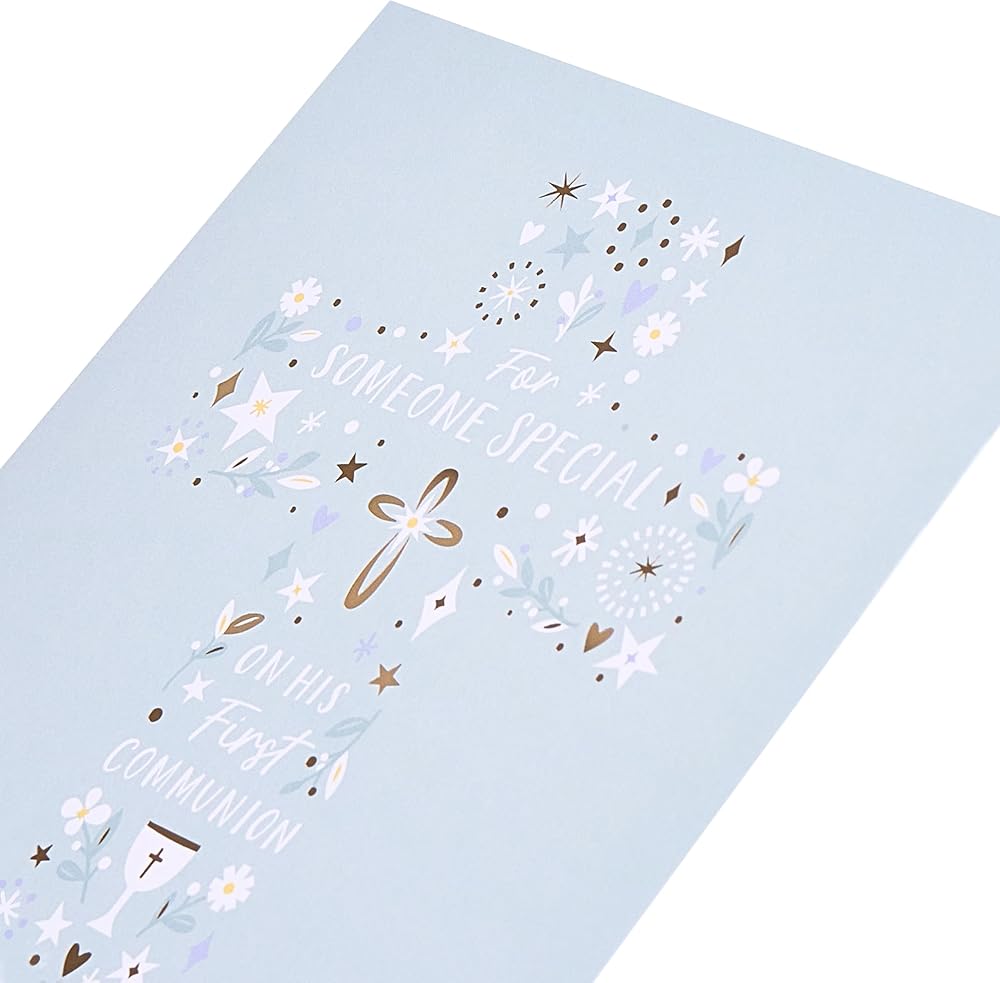 Cross Icons Design for Boy Communion Congratulations Card