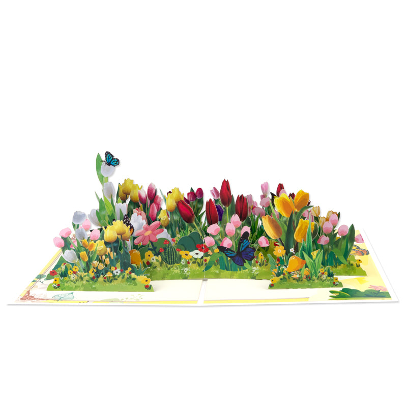 Garden of Joy Colorful Tulips 3D Pop Up Greeting Card
