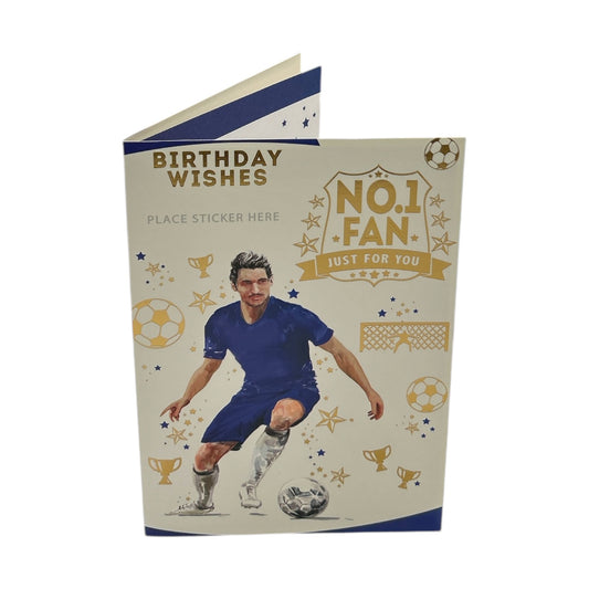 A Man In Blue Soccer Uniform Customized Male Birthday Card