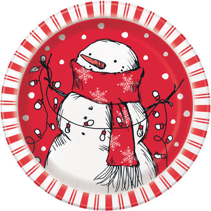 Pack of 8 Red Stripes Snowman Round 7