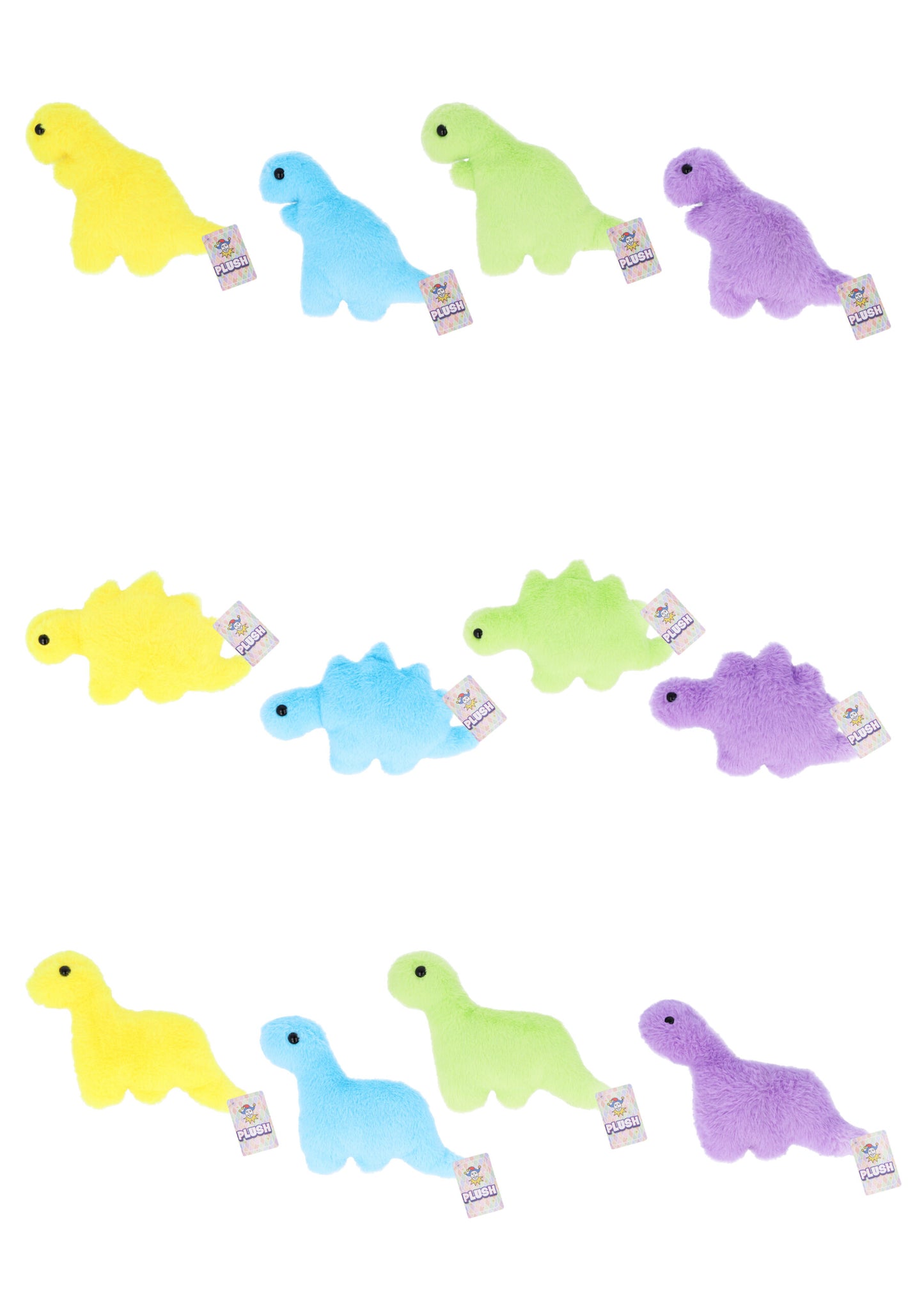 Pack of 12 Flat Dinosaur Plushies 25cm