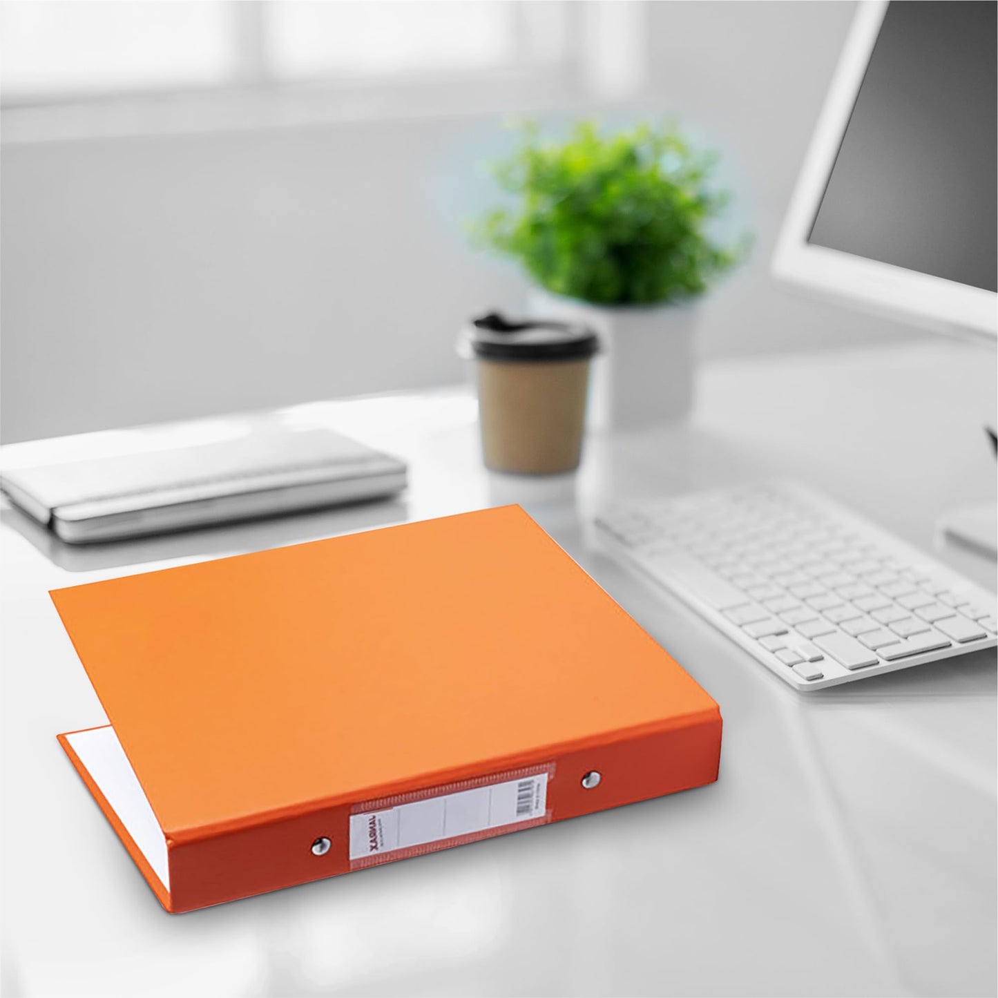 Pack of 5 A5 Orange Paper Over Board Ring Binders by Janrax