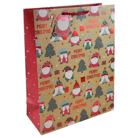 Christmas Gonks Extra Large Kraft Gift Bag