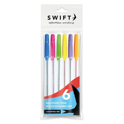 Pack of 6 Multicoloured Ballpoint Pens