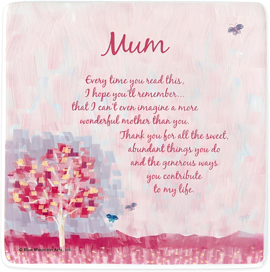 Mum' Artistic Floral Single Ceramic Sentiment Coaster