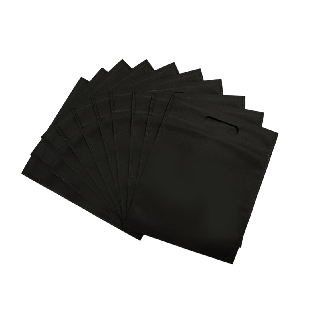 Pack of 25 Black Coloured 30x25cm Non-Woven Patch Handle Bags