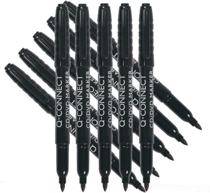 Pack of 10 Bullet Tip Fine Black Permanent Marker Pens 