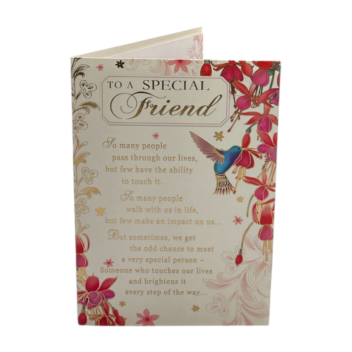 Special Friend Bird And Red Flower Design Greeting Card