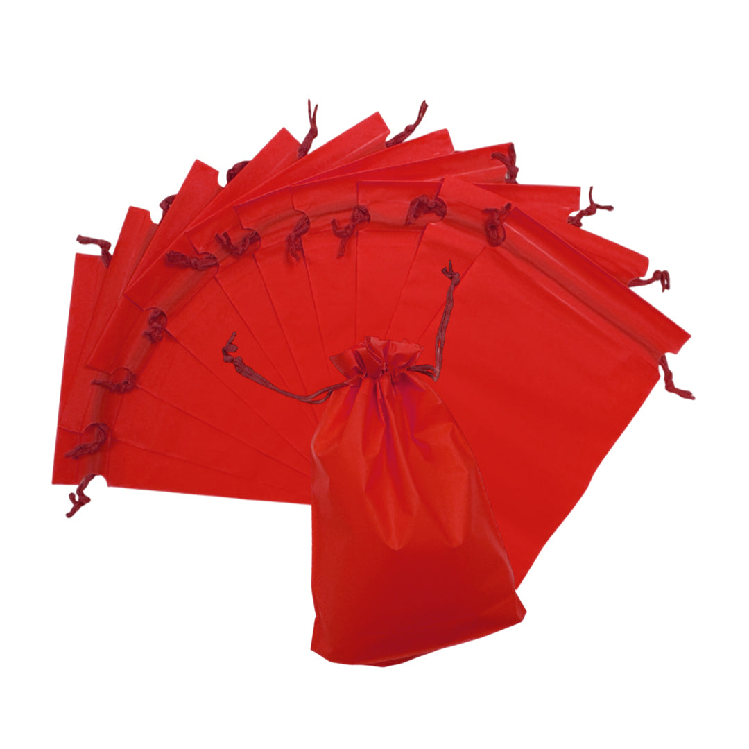 Pack of 100 Red Coloured 21x29cm PEVA Frosted Drawstring Bags