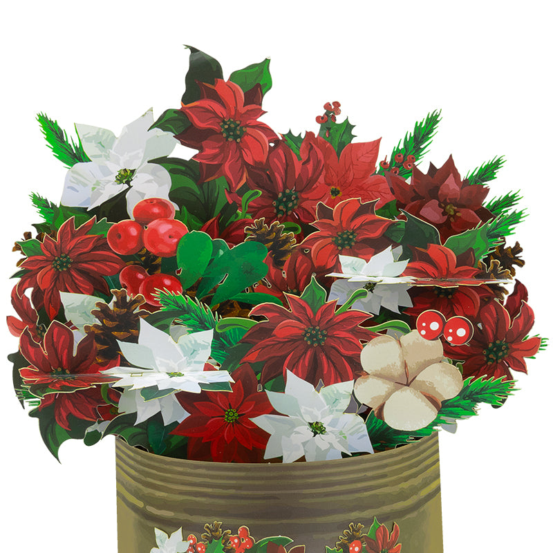 Poinsettia Bouquet Holiday 3D Pop Up Christmas Card