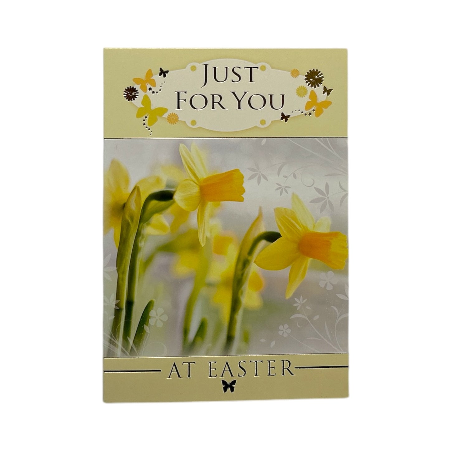 Just For You Spring Daffodils and Butterflies Design Easter Card