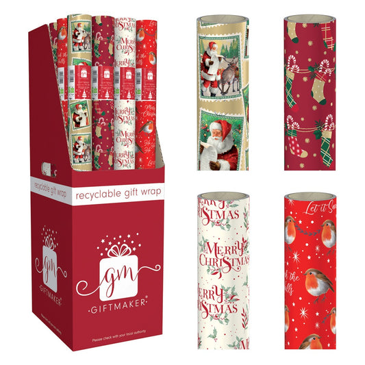 Vintage Santa Claus Christmas Wrapping Paper Roll 7m x 69cm