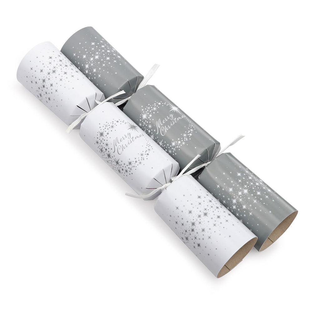 Pack of 8 12.5" Silver Family Christmas Dinner Crackers