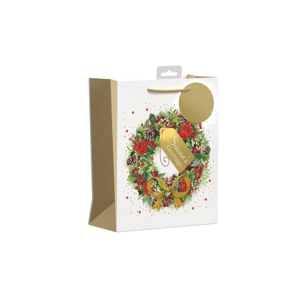Christmas Wreath Design Seasonal's Greetings Medium Christmas Gift Bag