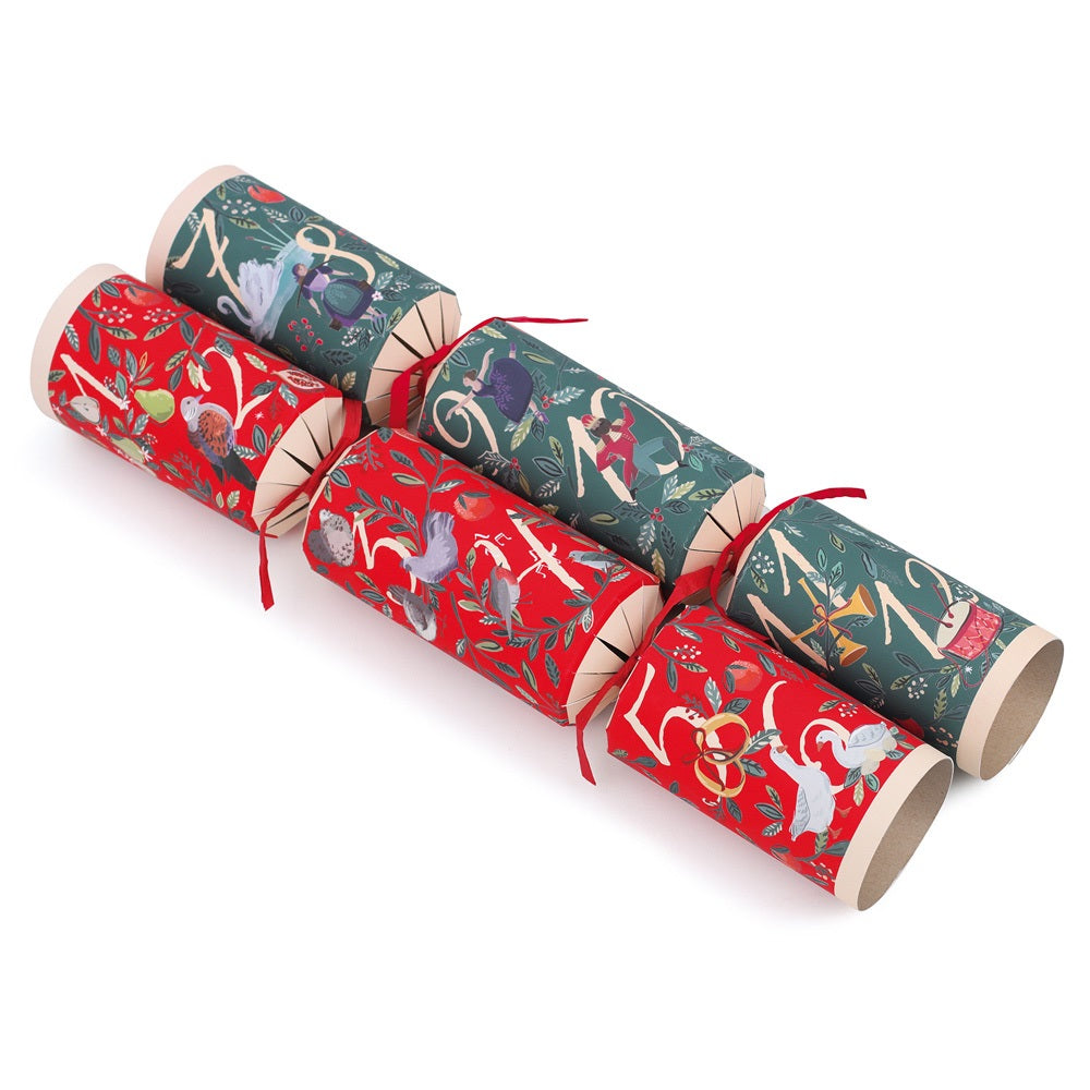 Pack of 8 12.5" 12 Days Family Christmas Dinner Crackers