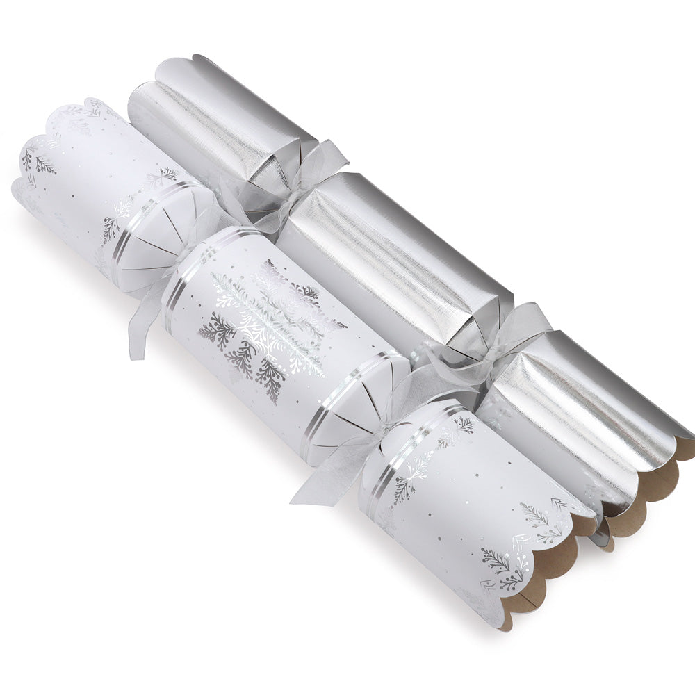 Pack of 8 14" Silver Deluxe Christmas Dinner Crackers