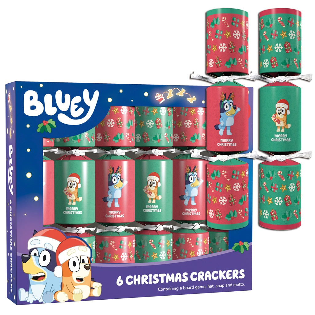 Pack of 6 8" Bluey Christmas Dinner Mini Crackers