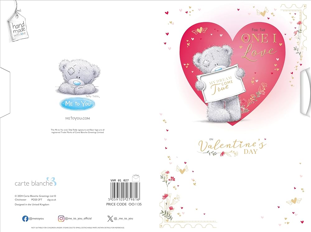 Bear Holding Envelope One I Love Handmade Valentine's Day Card