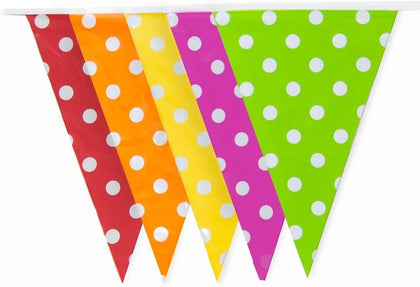 Multicoloured Polka Dot Bunting 10m with 20 Pennants