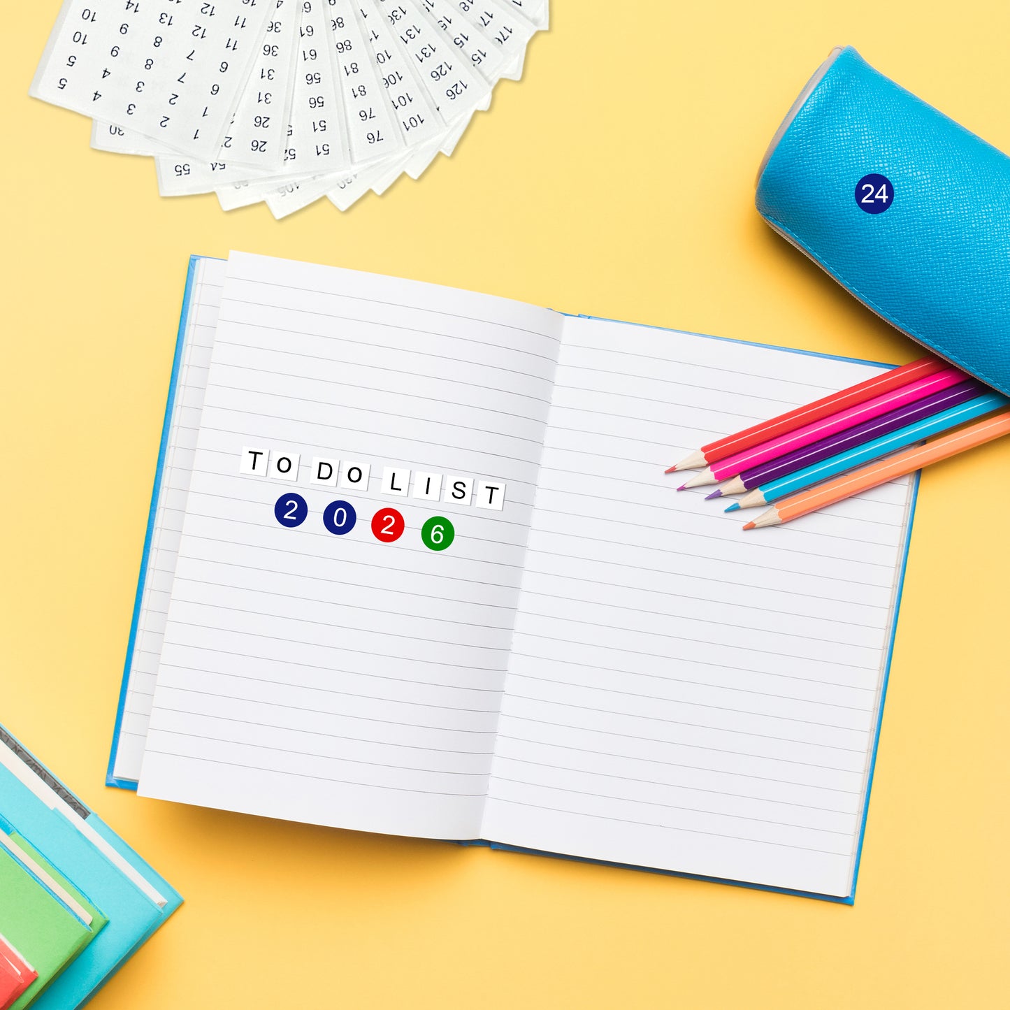 Pack of 420 White on Red/Blue/Green 1-140 Number 8mm Self Adhesive Labels